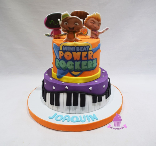 Torta Tematica Mini Beat Power Rockers 30 Personas - 2 Pisos