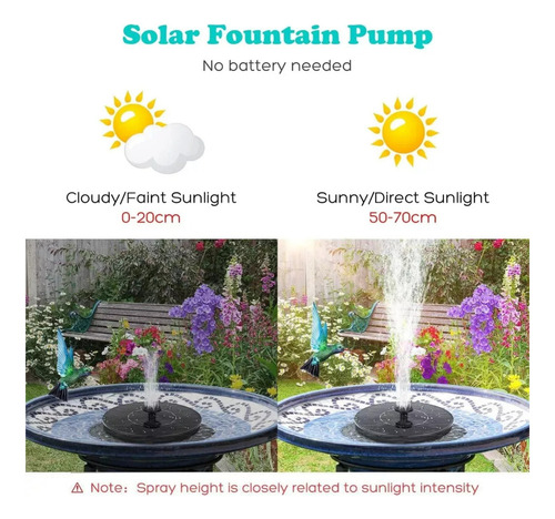 Fonte Solar Flutuante Para Pássaros Com Luz Led E Bomba