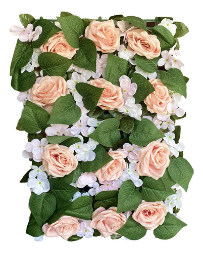 Panel De Follaje Verde Con Flores Artificiales Muro Pared Verde Decorativo Decoración Jardín Vertical