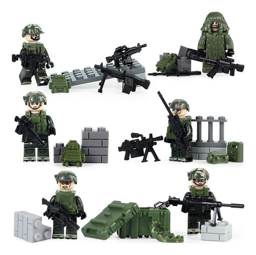 Minifiguras De Soldado Militar Con Camuflaje Especial