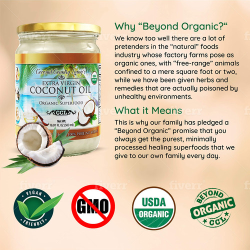Aceite De Coco Orgnico, Sin Refinar, Prensado En Fro, Extra
