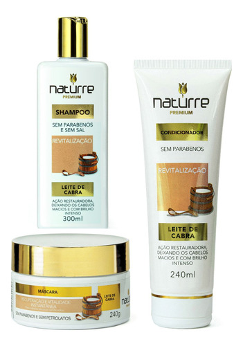 Kit Shampoo Condicionador Máscara Naturrê Leite De Cabra
