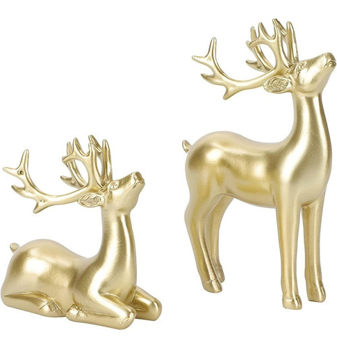 Angoily 2pcs Navidad Reno Resina Figuritas Figuras De Ciervo