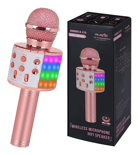 Micrófono De Karaoke Inalámbrico Bluetooth Con Luces Led