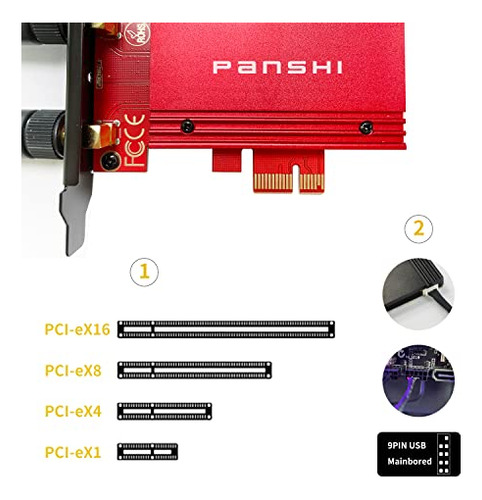 Tarjeta Panshi Ax210 Pcie Wi-fi 6e, 5400 Mbps, Adaptador Wla