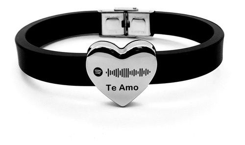 Pulsera Acero Corazón Grabado Láser Personalizado 1108