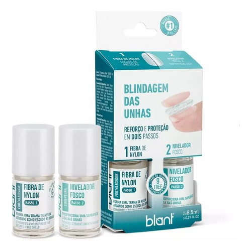 Kit Blindagem Das Unhas Fibra Nylon + Nivelador Fosco Blant 