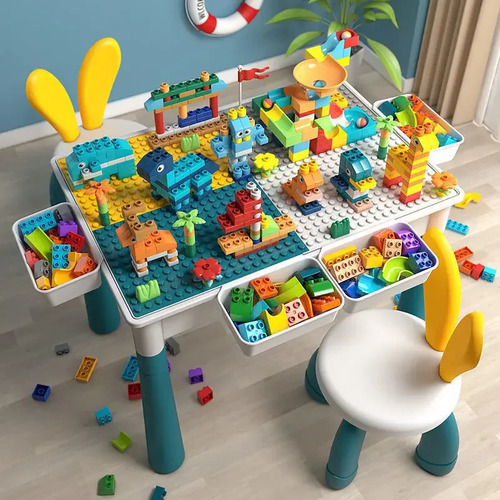 Mesa De Bloques De Construcción Grande, 1 Silla, 350 Partícu