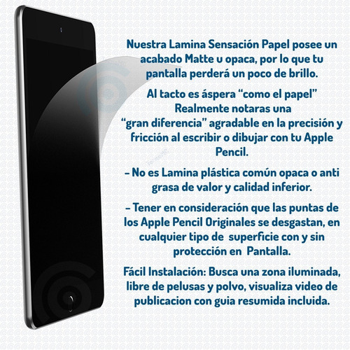 Imagen 2 de 5 de Lamina Paperlike Sensacion Papel Samsung Galaxy Tab S6 Lite