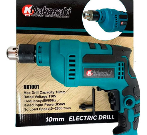 Furadeira Eletrica 10mm Impacto Nakasaki 850w Profissional Cor Azul-claro 220v