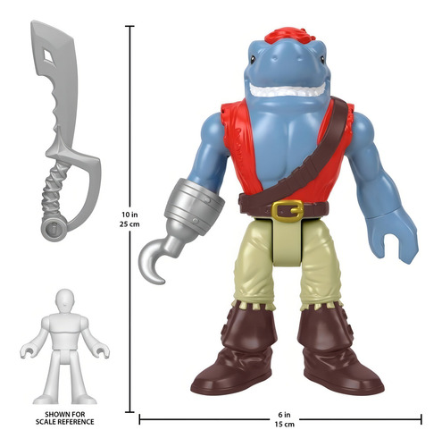 Figura de tiburón pirata Imaginext, 25 cm, Mattel Hlb72