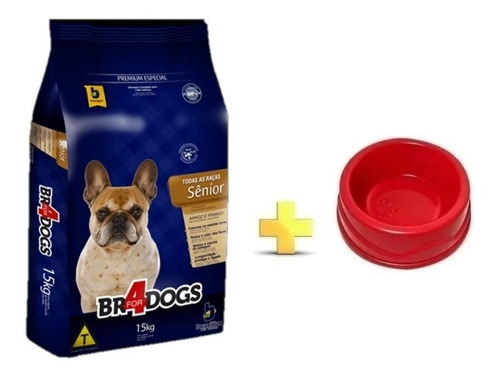 Ração Br4 Premium Especial Para Cães Sênior 15kg + Comedouro