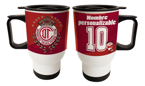 Thermo Cafetero Del Club Toluca Personalizado Nombre Y Num.