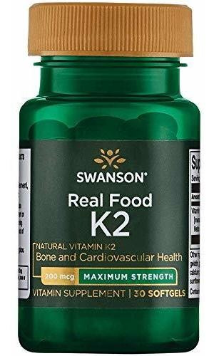 Swanson Fuerza Máxima Vitamina A Natural K2 200 Mcg 30 Sgel