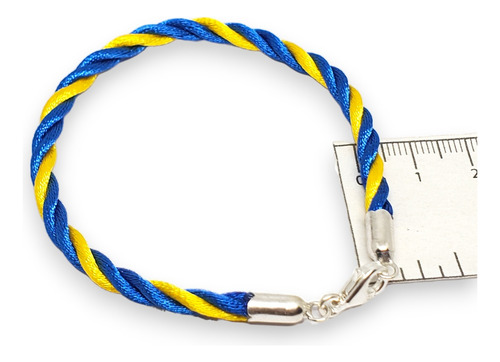 Pulsera Plata Hilo Seda Futbol Boca Juniors Deporte