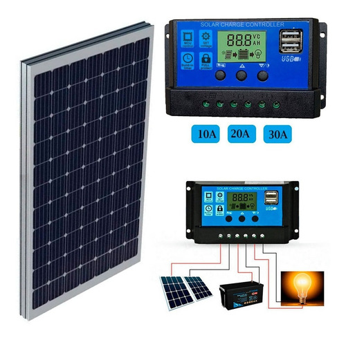 Imagem 6 de 9 de Kit Painel Placa Solar Fotovoltaica 10w + Controlador Carga
