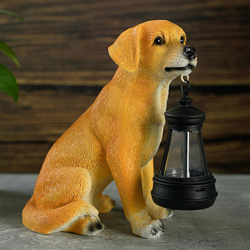 Estatua De Perro Para Jardín Al Aire Libre, Luz Solar Con