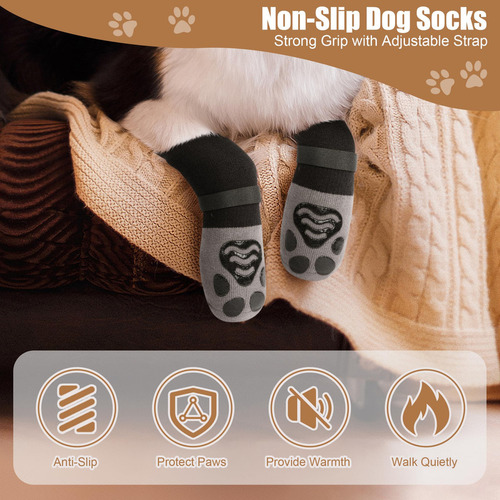 Ledander - Juego De Calcetines Para Perros Con Almohadillas
