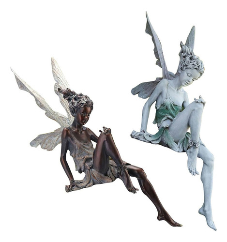 F 2x Fairy Estatua Césped Repisa Figurilla Patio Escultura