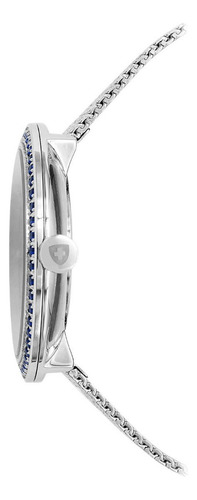 Nivada Fashion Mujer Extensible Mesh Carátula Madre Perla Correa Plateado Bisel Plateado Fondo Blanco