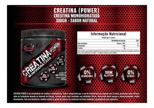 Kit 2 Nutri Whey Concentrado + Creatina 150g Power Bruthal Sabor Chocolate