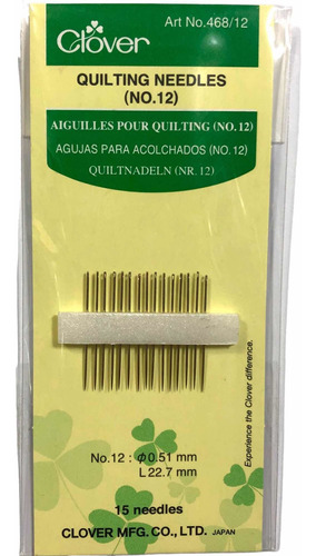 Set 15x Mini Agujas Acolchado No. 12 Clover Quilting Needles