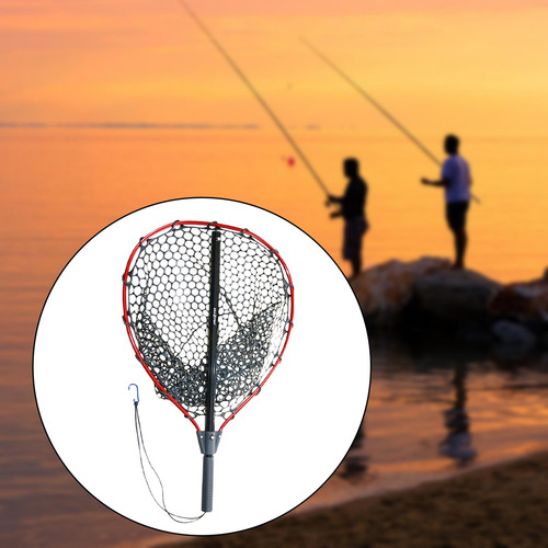Rede De Pesca Durável Dobrável Portátil Vermelho