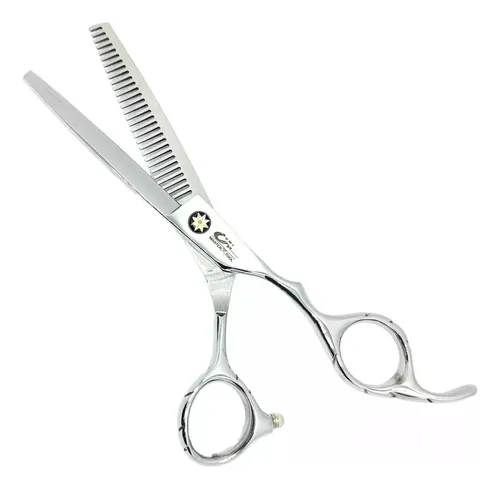 1 Tesoura Umi De Desbaste Prata Profissional Cabeleireiro Cor Prateado
