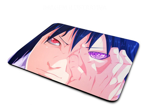 Imagem 2 de 3 de Mouse Pad Personalizado - Sasuke Com Sharingan E Rinnegan