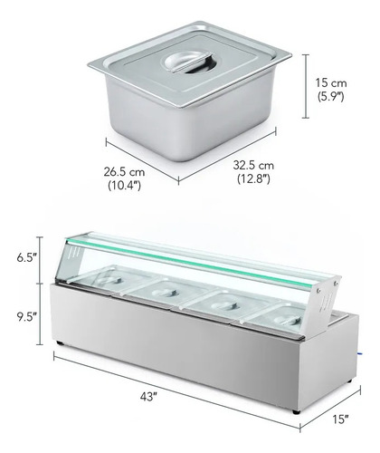 Bufetera Electrica Chafer Baño Maria Buffet 4 Insertos 11 L