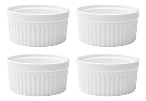 Vikko White Ramekin, Juego De 4 Moldes De Porcelana Fina, Ta