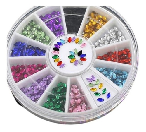 Kit Estojo De Strass Pétala 12 Cores Sortidas Nail Art