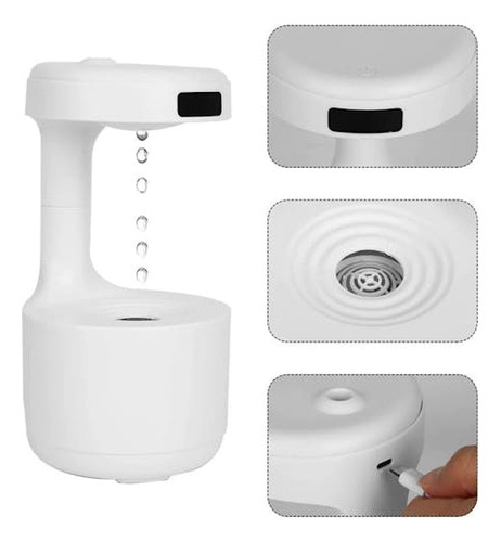 Umidificador De Ar Difusor Anti Gravidade Gotas De Água Que Sobe Aromatizador Com Relógio Led Bivolt