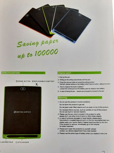 Imagen 2 de 3 de Tableta Pizarra Lcd Dibujo Y Escritura Somos Tienda Física