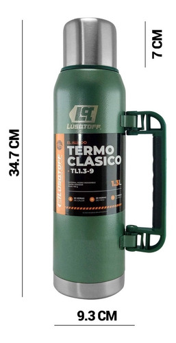 Termo Matero Acero Inoxidable 1.3 Lts Tapon Cebador Lusqtoff