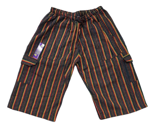 Bermuda Bali Short Corto Rayado Artesanal Multicolor Xl