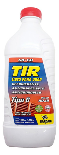 Refrigerante Tir Tipo C Rojo Bardahl 1 L Para Radiador 