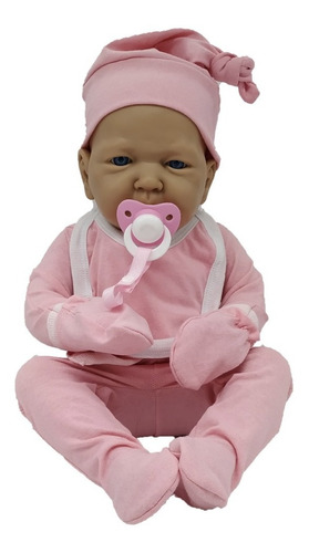 Bebé Reborn Real Baby Con Chupete Accesorios Liso Rosa