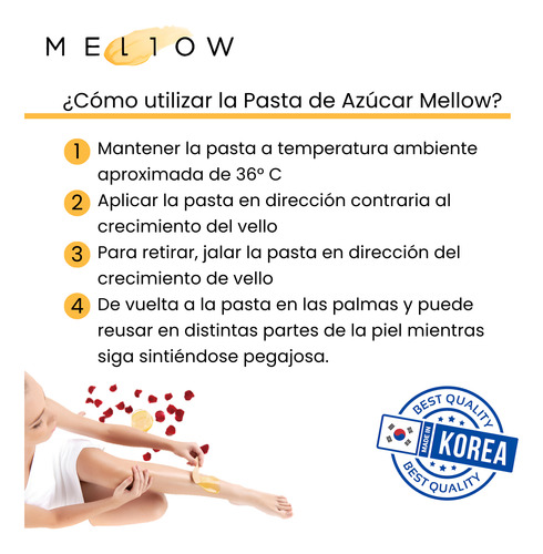 Mellow Depilación Coreana Pasta De Azúcar Profesional 1.2 Kg