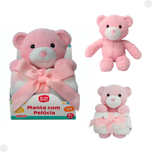 Manta Com Pelúcia Urso Rosa Dmb6742 - Dmtoys
