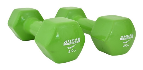 Par De Halter Sextavado Em Vinil Ahead Sports 4kg Verde