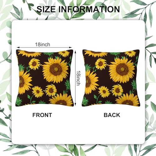 Funda De Cojín De Girasol 18x18 Pulgadas Juego De 2, Funda S