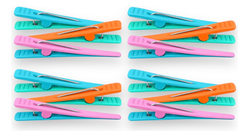 Prendedor Cabelo Plástico Clip Piranha Cabeleleiro Kit Com 12 Unidades Colorido