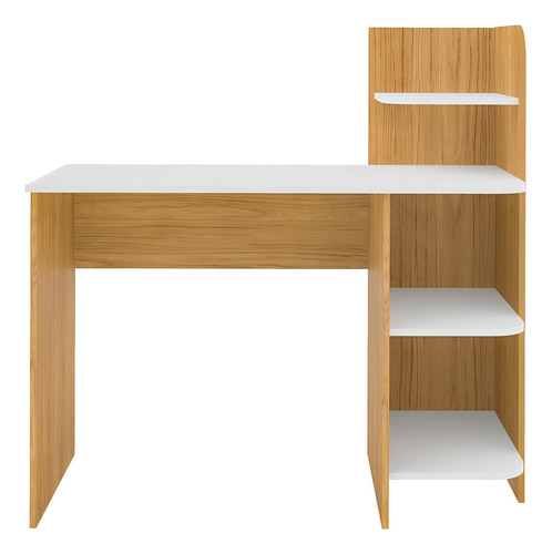 Mesa Escrivaninha Com Prateleiras Link Carvalho Artely Cor Marrom-claro