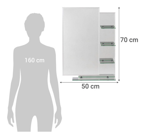 Espejo De Baño 50 X 70 Cm Con 4 Repisas - Telecompras Sc
