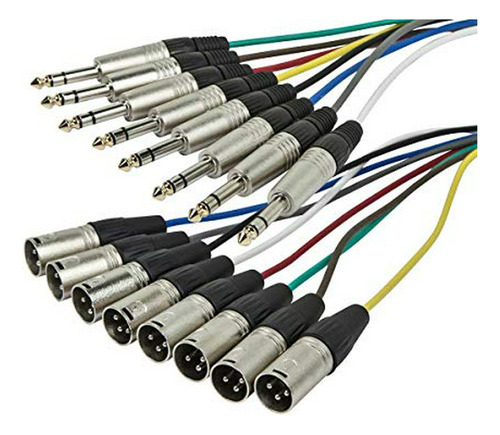 Cable Serpiente Mono Xlr/trs 8 Canales - 3 Pies, 26awg, Bala