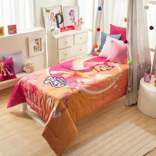 Cubrecama Estampado My Little Pony 1 1/2 Plazas Oficial