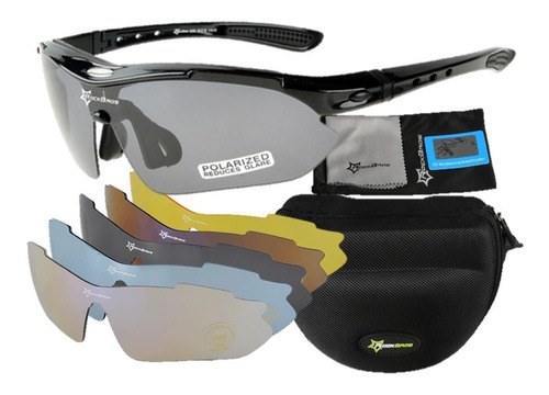 Lentes Deportivos Con Micas Intercambiables Accesorios  Color Negro