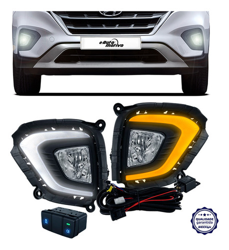 Farol Auxiliar Milha Creta 2020 A 2021 Led Drl Neblina Kit