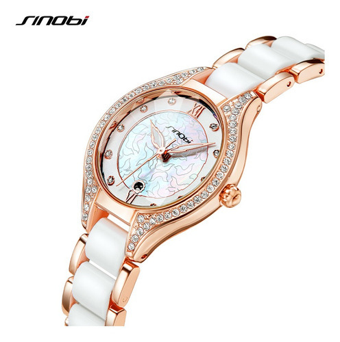 Sinobi Calendar Quartz Reloj De Lujo Para Mujer Color Del Fondo Blanco